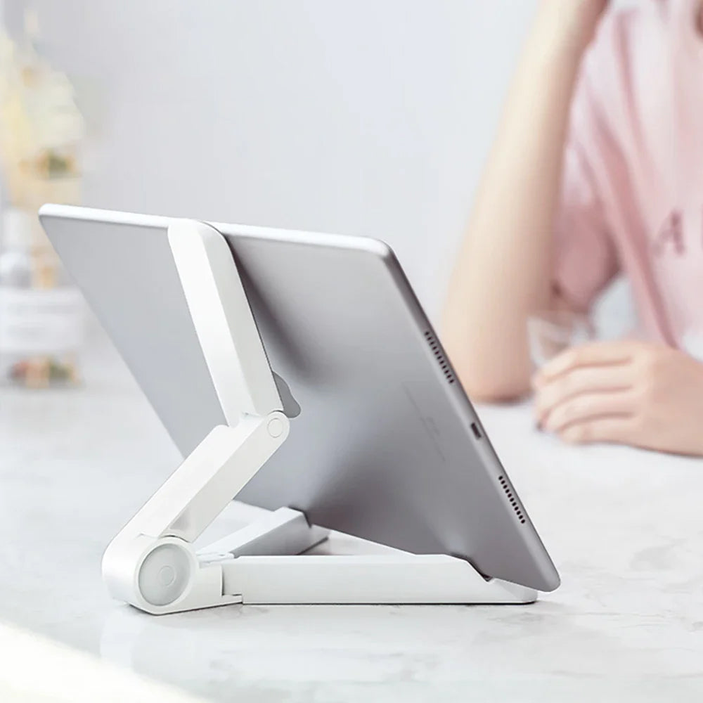 Suporte Dobrável para Tablet e Telemóvel - Compatível com iPad, Samsung e Xiaomi Suporte Dobrável para Tablet e Telemóvel - Compatível com iPad, Samsung e Xiaomi